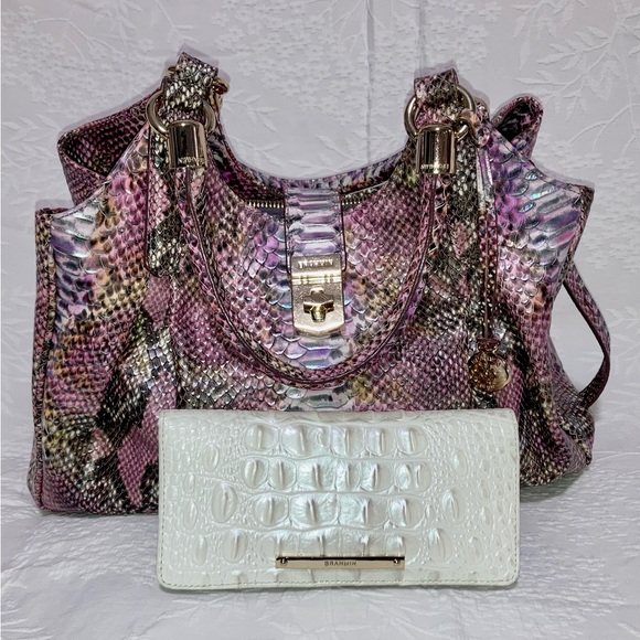 RARE Brahmin Elisa in Berry Opal Seville w/ coordinating Ady wallet - Picture 6 of 6